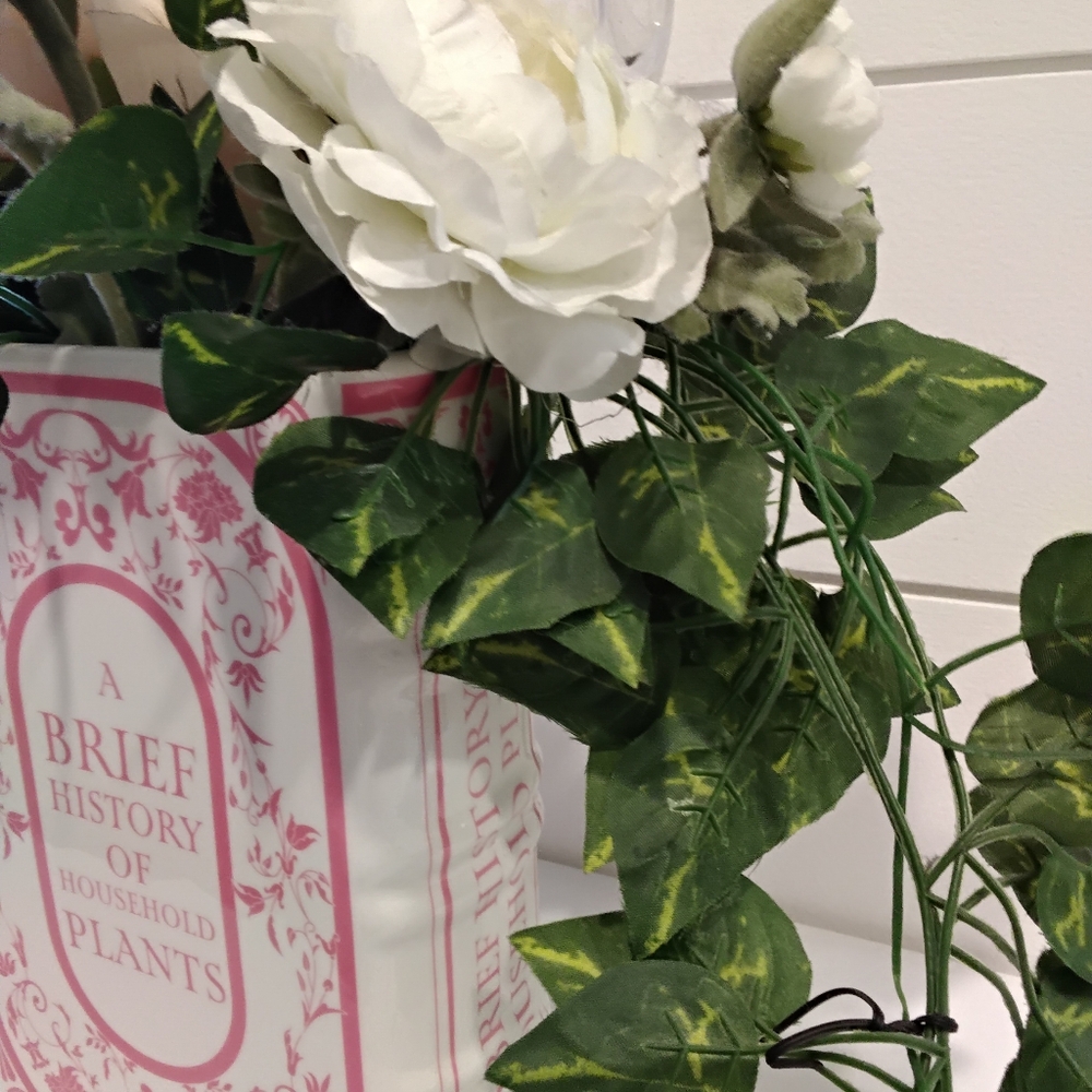 Floral Book Vase with Pink and White Faux Flower Accents - Picture 8 of 8